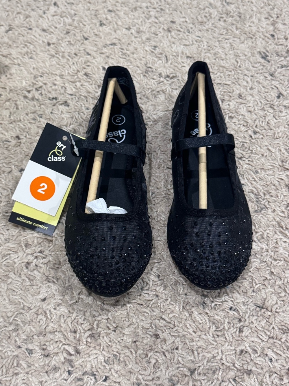 Black Sparkly Ballet Flats Youth Size 2 Art Class Brand New With Tags In Box